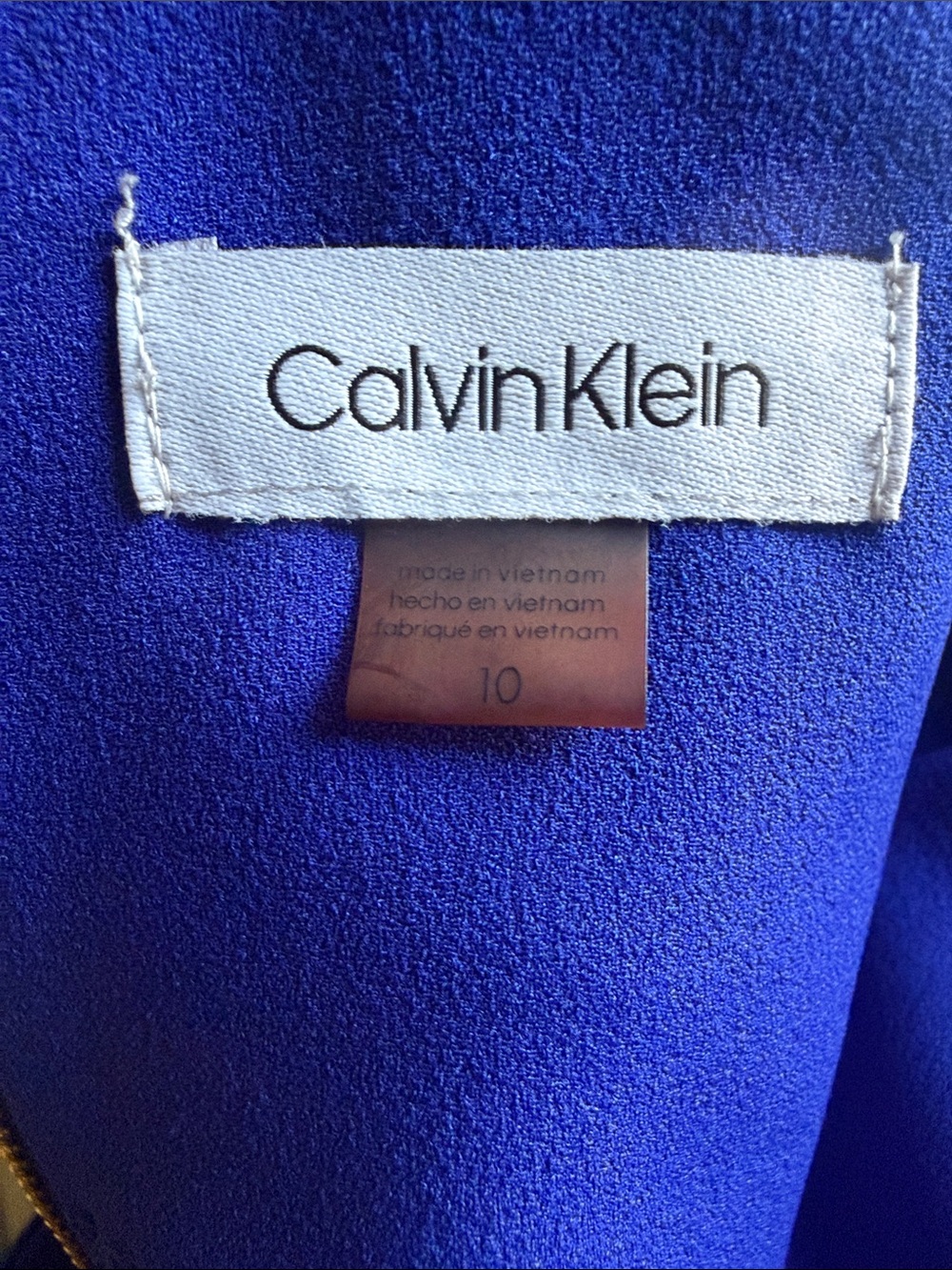 CALVIN KLEIN Royal Blue Tie Neck Sheath Dress Sleeveless Women’s Size 10 - Picture 12 of 13